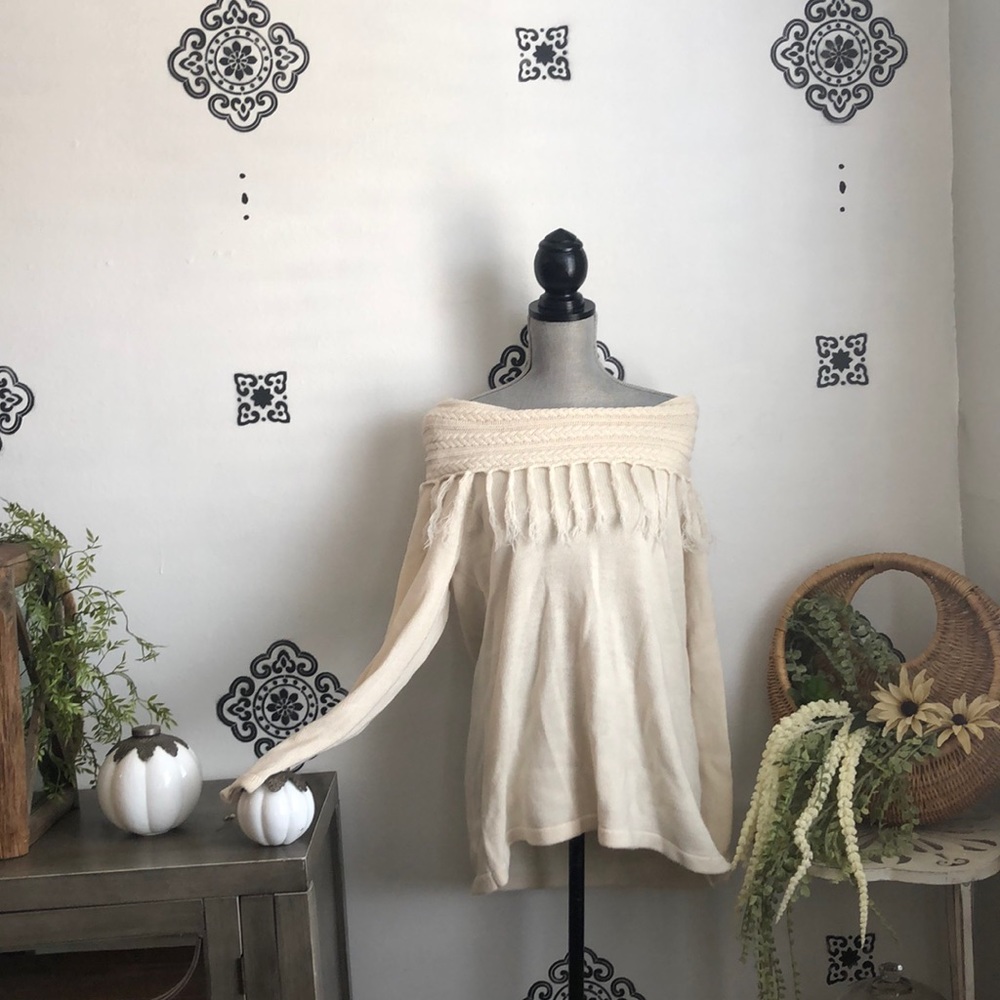Bohemian Cream beautiful sweater with fringe